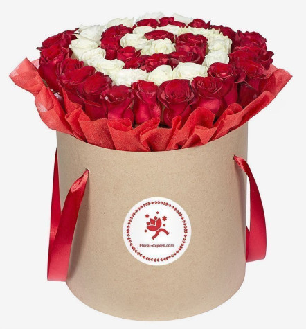 Κουτί με Κόκκινα και Λευκά Τριαντάφυλλα