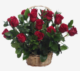 Καλάθι με κόκκινα τριαντάφυλλα Image