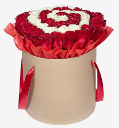 Κουτί με Κόκκινα και Λευκά Τριαντάφυλλα