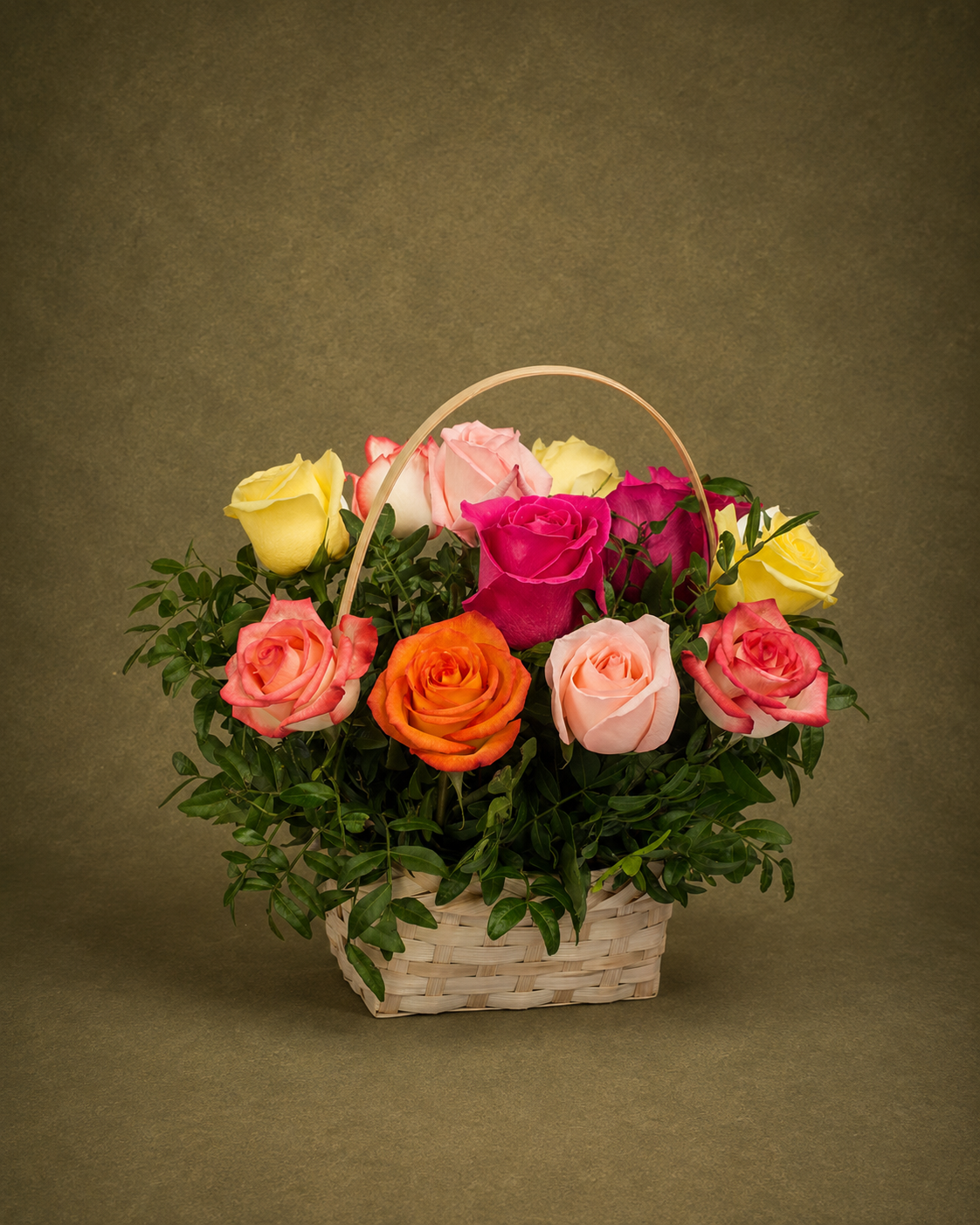 Rainbow Roses Basket